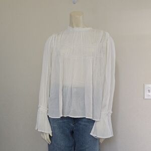 Free People Sheer White Blouse